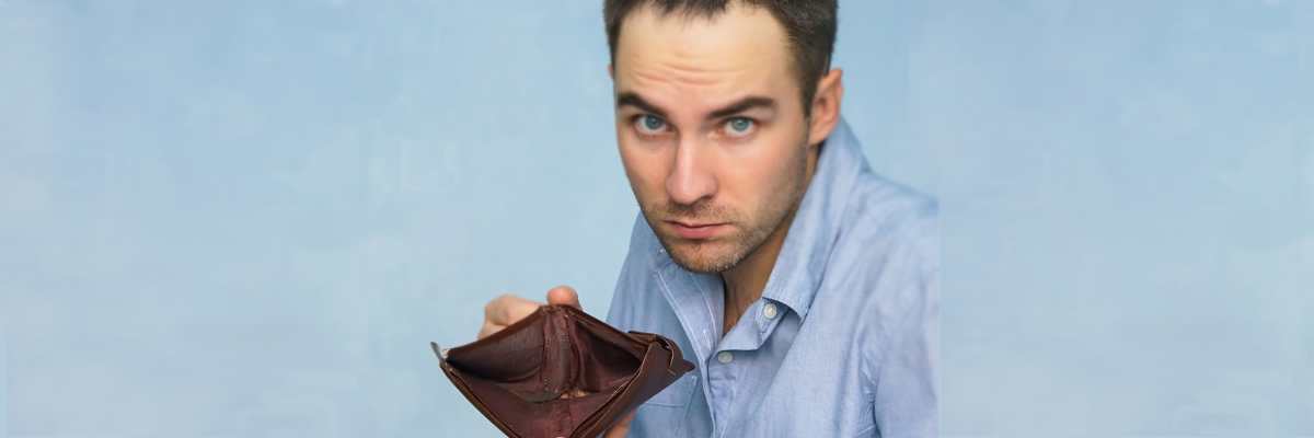 man with empty wallet