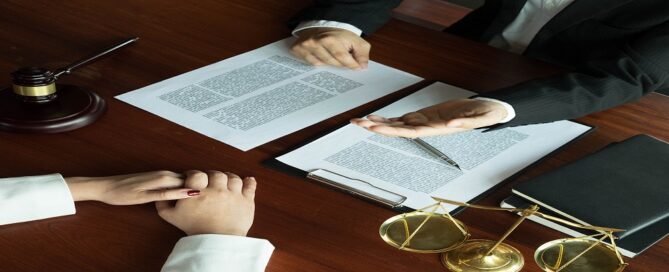 Lawyer Working With Contract Client On The Table In Office. Cons